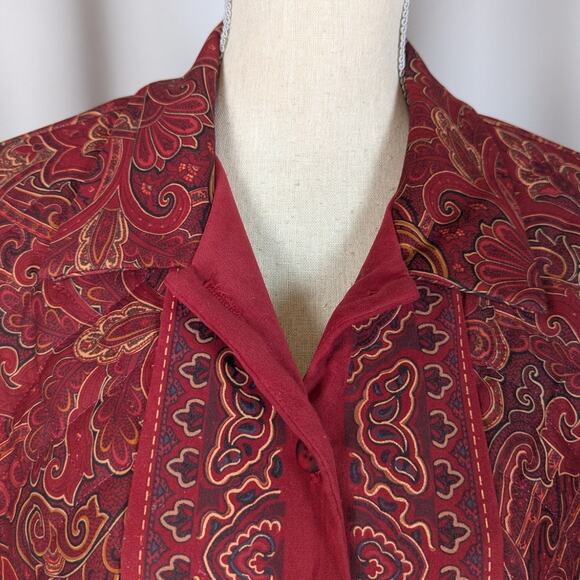 90s Vintage Coldwater Creek Plaid Quilted Jacket Rust Red Brown Size 16 - Picture 8 of 16